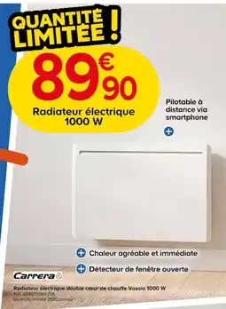 Castorama Carrera Radiateur électrique double cœur de chauffe Vossia offre