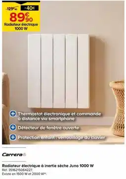 Castorama Carrera Radiateur électrique à inertie sèche Juno 1000 W offre