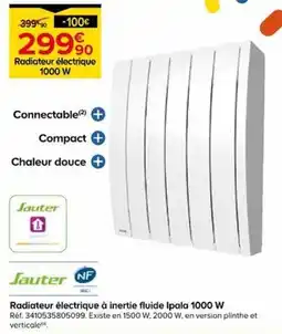 Castorama Jauter Radiateur électrique à inertie fluide Ipala 1000 W offre
