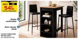 Castorama Lot de 2 tabourets de bar noirs offre