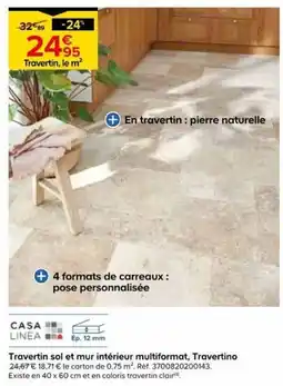 Castorama Travertino Travertin sol et mur intérieur multiformat offre