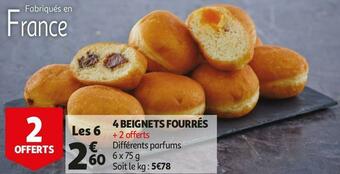 Auchan 4 beignets fourrés offre