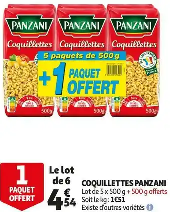 Auchan Panzani coquillettes offre
