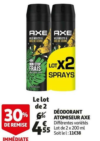 Auchan Axe déodorant atomiseur offre