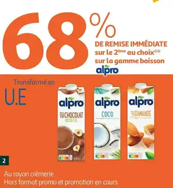 Auchan Alpro bon plan sur la gamme boisson de la marque alpro offre