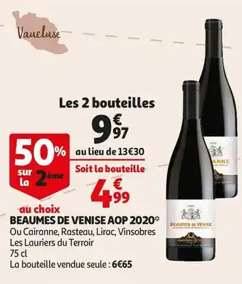 Auchan Les lauriers du terroir beaumes de venise aop 2020 offre