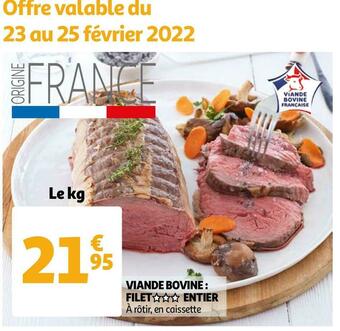 Auchan Viande bovine : filet entier offre