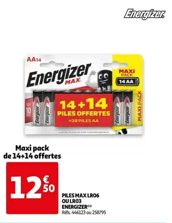 Auchan Energizer piles max lr06 ou lr03 offre