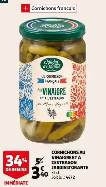 Auchan Jardin d'orante cornichons au vinaigre et à l'estragon offre