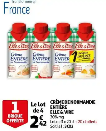 Auchan Elle & vire crème de normandie entière offre
