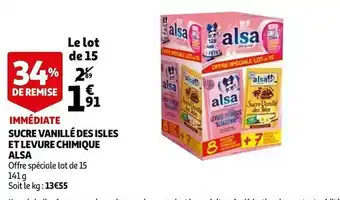 Auchan Alsa sucre vanillé des isles et levure chimique offre