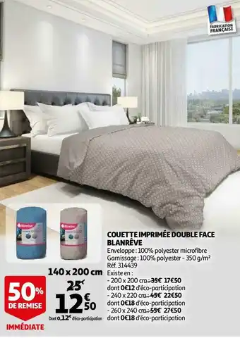 Blanrêve couette imprimée double face
