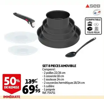 Auchan Seb set 8 pieces amovible offre