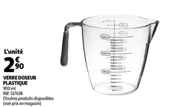Auchan Verre doseur plastique offre