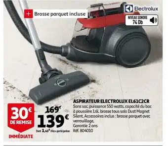 Auchan Electrolux aspirateur el61c2cr offre