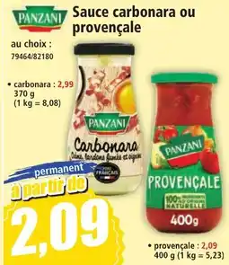 Norma PANZANI Sauce carbonara ou provençale offre