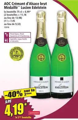 Norma Lucien Edelstein Crémant d'Alsace brut offre