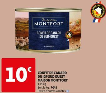 Auchan Montfort confit de canard igp du sud-ouest offre