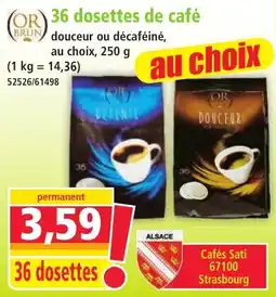 Norma OR BRUN dosettes de café offre