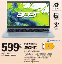 E.Leclerc acer PC PORTABLE offre