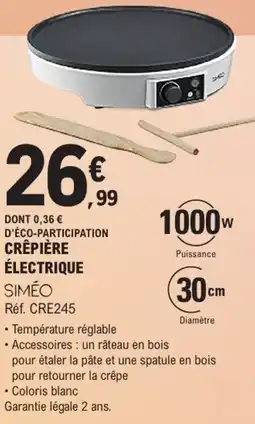 E.Leclerc SIMÉO CRÊPIÈRE ÉLECTRIQUE offre