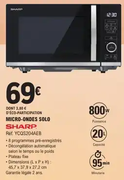 E.Leclerc SHARP MICRO-ONDES SOLO offre