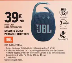 E.Leclerc JBL ENCEINTE ULTRA-PORTABLE BLUETOOTH offre