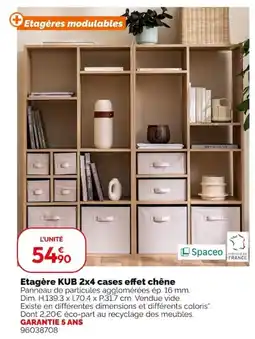 Weldom Spaceo Etagère KUB 2x4 cases effet chêne offre