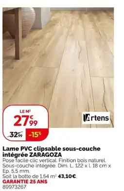 Weldom Artens Lame PVC clipsable sous-couche intégrée ZARAGOZA offre