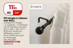 Weldom Inspire Kit tringle à rideaux noir BALL offre