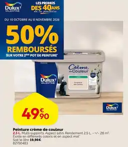 Weldom Dulux Valentine Peinture crème de couleur offre