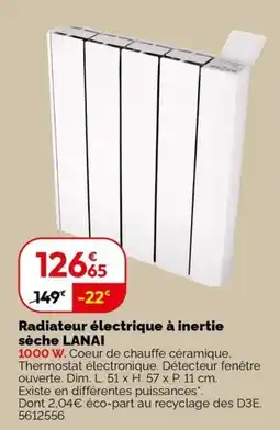 Weldom LANAI Radiateur électrique à inertie sèche offre