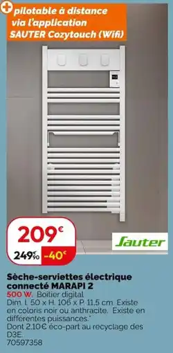 Weldom Sauter Sèche-serviettes électrique connecté MARAPI 2 offre