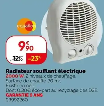 Equation Radiateur soufflant électrique