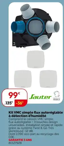 Weldom Sauter Kit VMC simple flux autoréglable offre