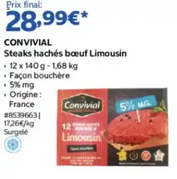 Costco Convivial Steaks hachés bœuf Limousin offre