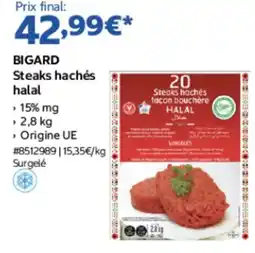 Costco BIGARD Steaks hachés halal offre