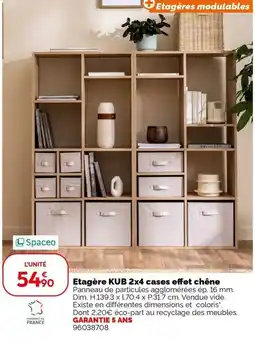 Weldom Spaceo Etagère KUB 2x4 cases effet chêne offre