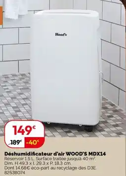 Weldom WOOD'S Déshumidificateur d'air offre