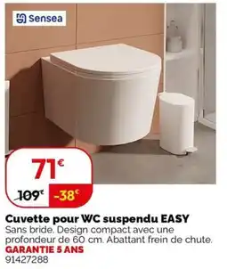 Weldom Sensea Cuvette pour WC suspendu EASY offre