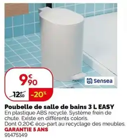 Weldom Sensea Poubelle de salle de bains 3 L EASY offre