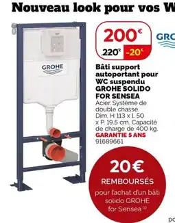 Weldom GROHE Bâti support autoportant pour WC suspendu offre