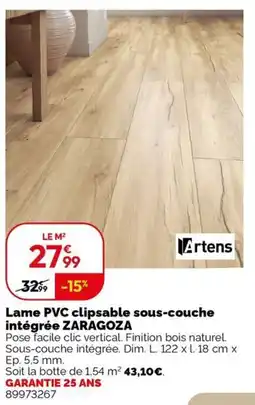 Weldom Artens Lame PVC clipsable sous-couche intégrée ZARAGOZA offre