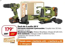 Weldom ESSENTIAL Pack de 3 outils 20 V offre