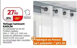 Weldom KAOLIN Voilage tamisant offre