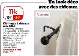 Weldom BALL Kit tringle à rideaux noir offre
