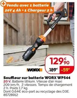 Weldom WORX Souffleur sur batterie WP544 offre