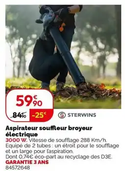 Weldom STERWINS Aspirateur souffleur broyeur électrique offre