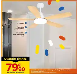 Castorama Ventilateur de plafond avec éclairage led marga 40 w, en métal et plastique, ø 92 cm offre