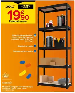 Castorama Goodhome étagère de garage en acier thermo-laqué noir ryle h. 179 x l. 75 x p. 35 cm offre